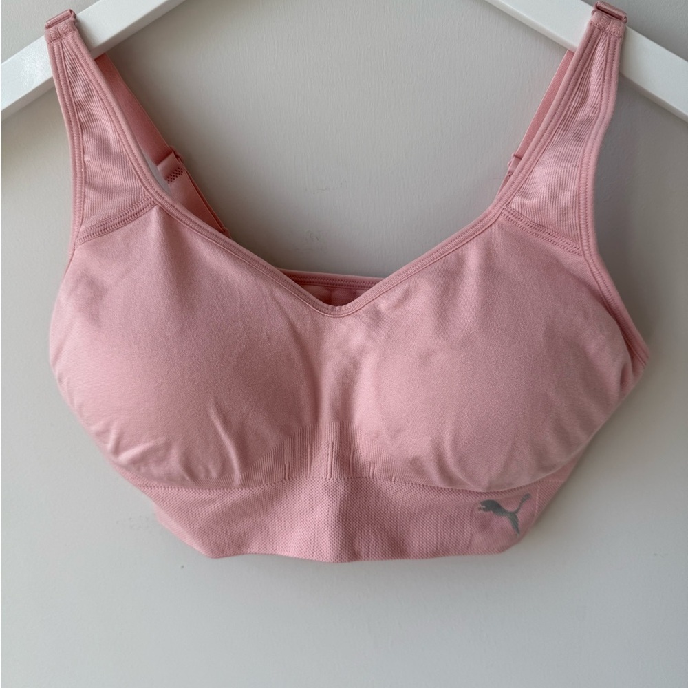 NWOT Puma Pink Sports Bra with Wide Straps and Scoop Neckline